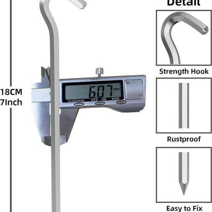 Tent peg - 8 cm / 7 inch - Metal aluminum awning peg - Camping peg Tent anchor - Silver.