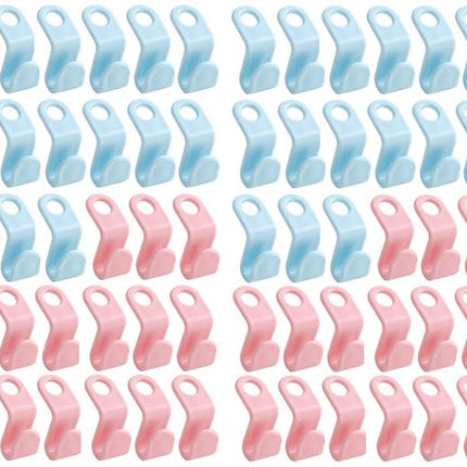 Coat Hooks - 60 pieces - Hangers/Hooks - Pink and Blue - Thickened S-shaped.