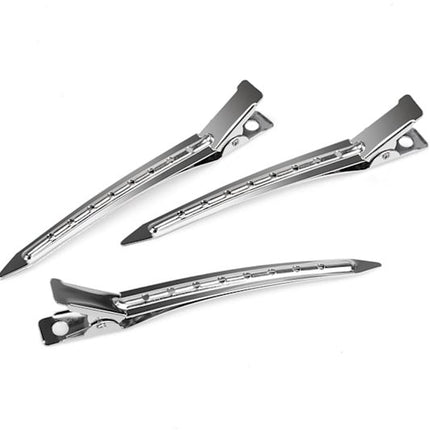 Duckbill Hair Clips - (20 Count, Silver) - 1.25 Inch Metal and Leather Hair Clips for Thick, Color-Treated Hair.