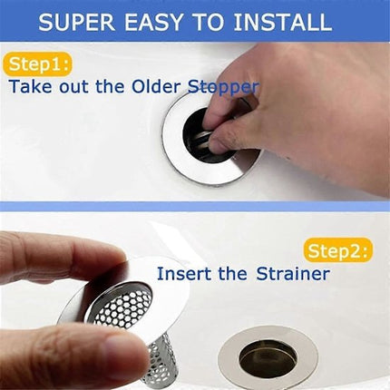 Bathroom Drain Filters - For 1.2-1.6 Inch Drain Holes - Small 1 Inch Conical Stainless Steel Filter - Pack of 4.