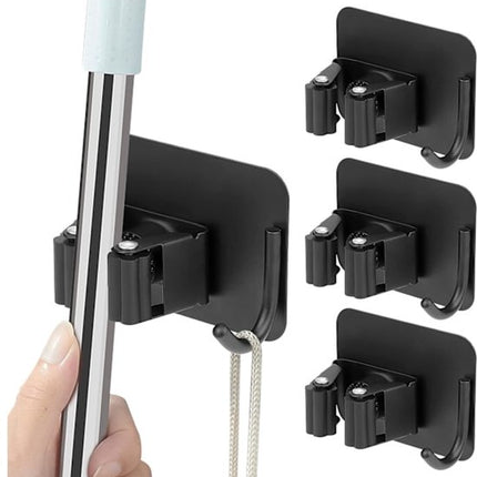 Mop hook - Wall broom hook - Wall broom holder without drilling - 4-pack.