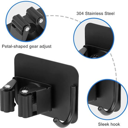 Mop hook - Wall broom hook - Wall broom holder without drilling - 4-pack.