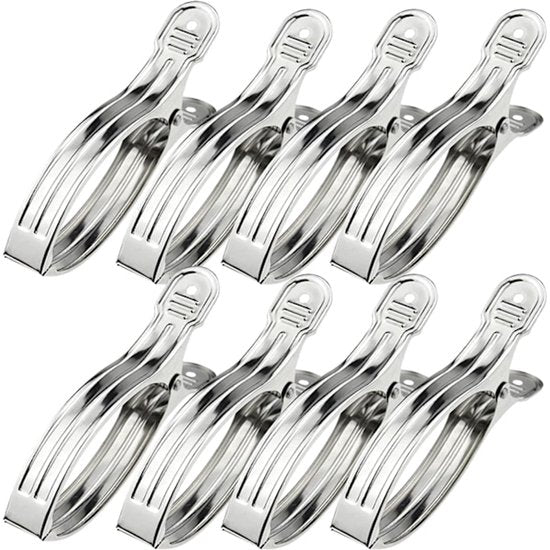 Clothes pegs - Open windproof clips - Clothes pegs - Sock racks - Quilt drying clips - 8 pieces.