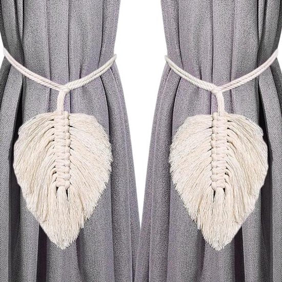 Curtain hooks - 2 sets of hand-woven curtains - curtain cords and curtain leaves.