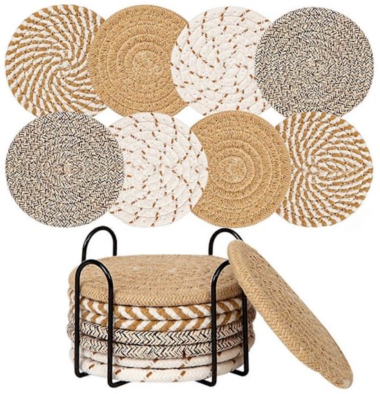 Coasters - Set of 8 - Round - Reusable.