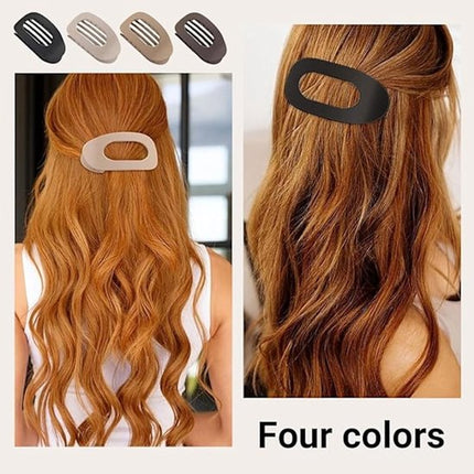 Hair Clips - Flat Hair Clips - Strong Grip Hair Clips with Inner Teeth - Strong Grip Side Hair Clips - 4 Pieces.