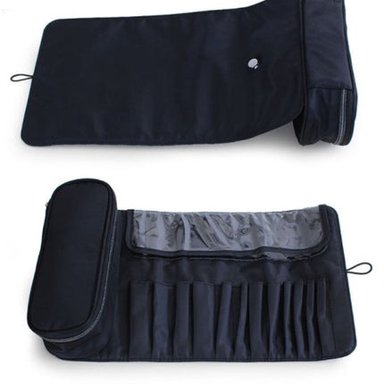 Makeup Bag - Professional Foldable Travel Brush Bag - For Makeup Brushes - Black.