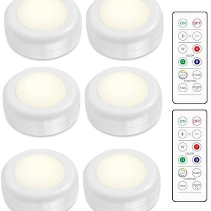 LED spotlight set - 6 stylish lights with dimming function and 2 practical remote controls - Night lights with colour change - Lights with remote controls - Suitable for kitchens, bedrooms, etc..