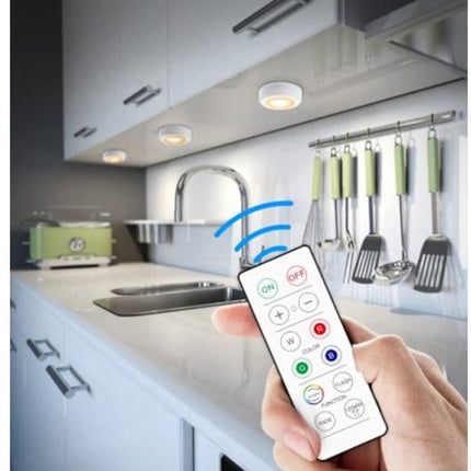 LED spotlight set - 6 stylish lights with dimming function and 2 practical remote controls - Night lights with colour change - Lights with remote controls - Suitable for kitchens, bedrooms, etc..