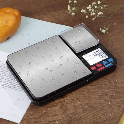 Digital kitchen scale - with dual weighing plates 5 kg/1 g and 500 g/0.01 g - small grams.