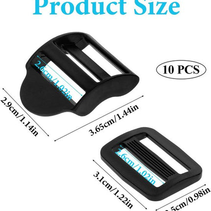 Replacement Backpack Buckles - Set of 5 - Replacement Backpack Buckles - Adjustable - Black Slide Buckles for Backpacks.
