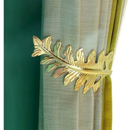 Curtain Hook - Leaf Curtain Wall Hook - Curtain Accessory - Set of 2 (Gold).