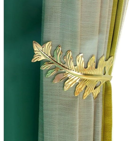 Curtain Hook - Leaf Curtain Wall Hook - Curtain Accessory - Set of 2 (Gold).