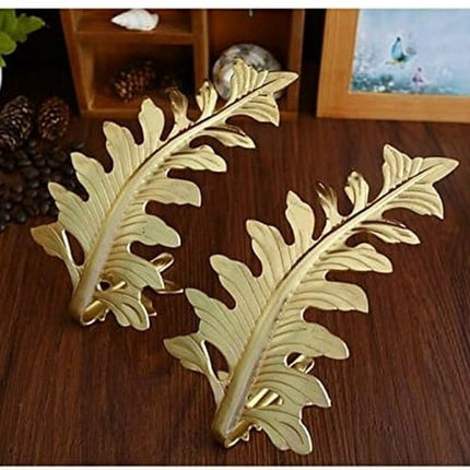 Curtain Hook - Leaf Curtain Wall Hook - Curtain Accessory - Set of 2 (Gold).