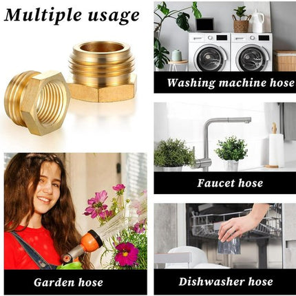 2-Pack - G 1/2" BSP Female to GHT 3/4 Male Hose Connector - Brass Garden Hose Connector - Threaded Pipe Connector - Hose Connector, Water Hose Connector, Garden Hose Connector.