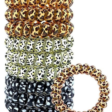 9-pack hair ties - Braided hair ties - Curly hair ties - Hair ties that can be worn as bracelets - Very elastic - Lightweight - Leopard print hair ties for phone cords.