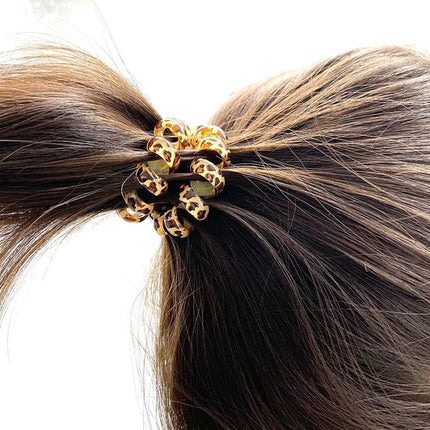 9-pack hair ties - Braided hair ties - Curly hair ties - Hair ties that can be worn as bracelets - Very elastic - Lightweight - Leopard print hair ties for phone cords.