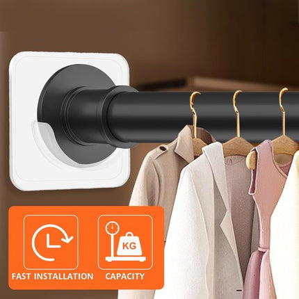 Shower rod bracket - Curtain bracket - Self-adhesive rod mounting without drilling - Transparent rod hook - Mounting stickers (8 pieces).