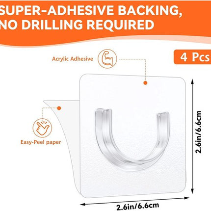 Shower rod bracket - Curtain bracket - Self-adhesive rod mounting without drilling - Transparent rod hook - Mounting stickers (8 pieces).