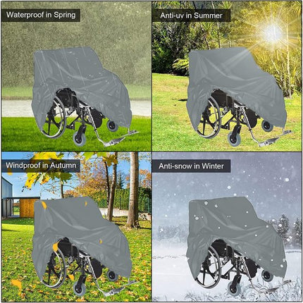 Waterproof Wheelchair Cover - Oxford Fabric Wheelchair Cover, Mobile Vehicle Cover, Wheelchair Storage Protector - UV Protection, Dust Protection, Outdoor Rain Cover - Gray - 115x75x130cm.