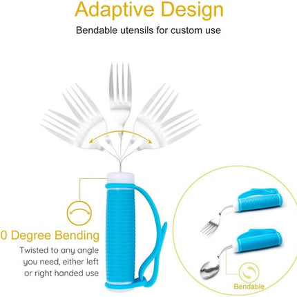 Flexible and adaptable cutlery for seniors, people with disabilities, Parkinson's disease, arthritis, hand tremors, weak grip and people with disabilities, arthritis - Non-slip handles - Easy to hold - Suitable for handshakes.
