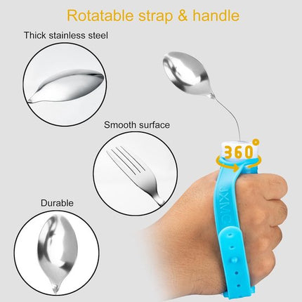 Flexible and adaptable cutlery for seniors, people with disabilities, Parkinson's disease, arthritis, hand tremors, weak grip and people with disabilities, arthritis - Non-slip handles - Easy to hold - Suitable for handshakes.