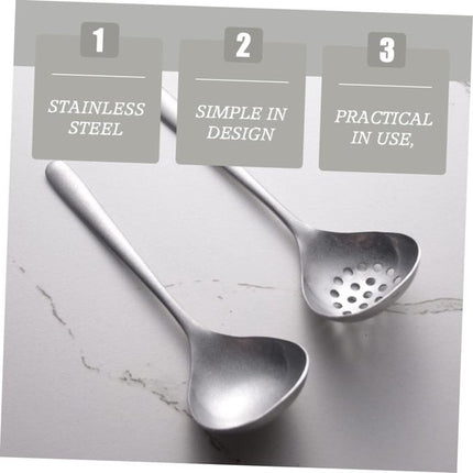 2-piece soup ladle and colander set - Colander with long handle for hot pans - Vintage style - Dishwasher safe - Suitable for sauces and cooking.