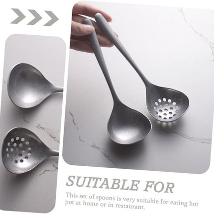 2-piece soup ladle and colander set - Colander with long handle for hot pans - Vintage style - Dishwasher safe - Suitable for sauces and cooking.