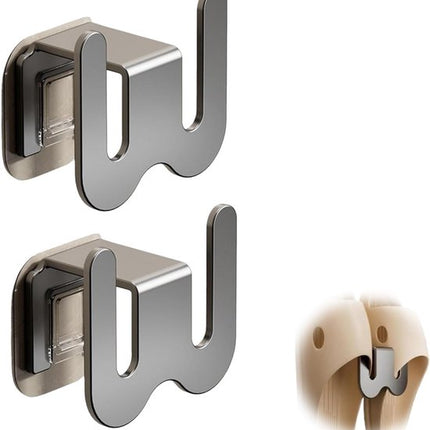 Set of 2 Self-Adhesive Shoe Racks - Space-Saving Storage Shelves - Suitable for bathrooms, bedrooms and RVs; perfect for storing slippers and sneakers（Grey）.