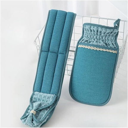 Two-Piece Bath Towel Set – Deep Cleansing Back Towel – Scrub Washcloth for Shower – Suitable for Men and Women (Blue).