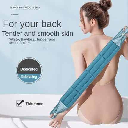 Two-Piece Bath Towel Set – Deep Cleansing Back Towel – Scrub Washcloth for Shower – Suitable for Men and Women (Blue).
