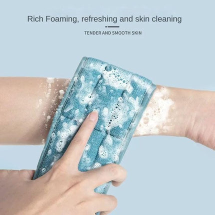 Two-Piece Bath Towel Set – Deep Cleansing Back Towel – Scrub Washcloth for Shower – Suitable for Men and Women (Blue).