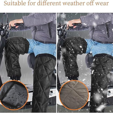 Insulated leg protectors for motorcycle riding - Windproof and waterproof leg protectors - Warm knee protectors for skiing and motorcycling in winter.
