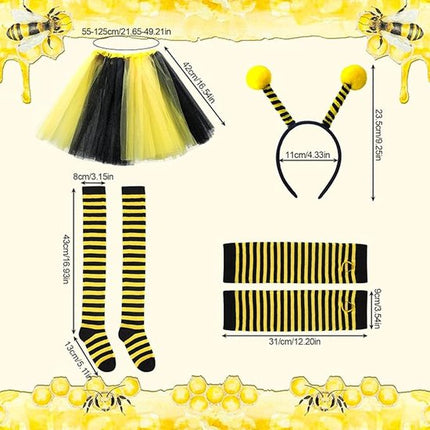 Bee Costume Set for Adults - Complete with Skirt, Headband, Stockings & Gloves - Cosplay & Party Outfit - Hilarious Halloween Costume for Adults.