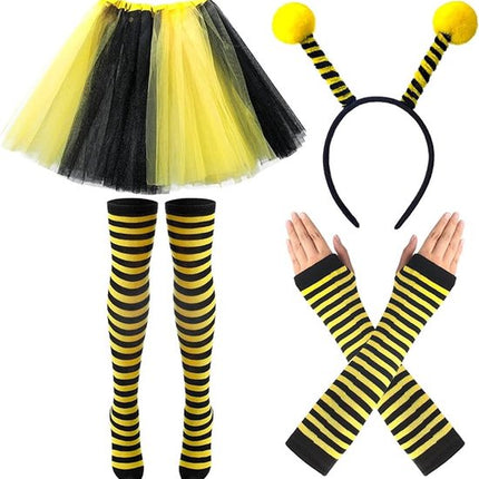 Bee Costume Set for Adults - Complete with Skirt, Headband, Stockings & Gloves - Cosplay & Party Outfit - Hilarious Halloween Costume for Adults.