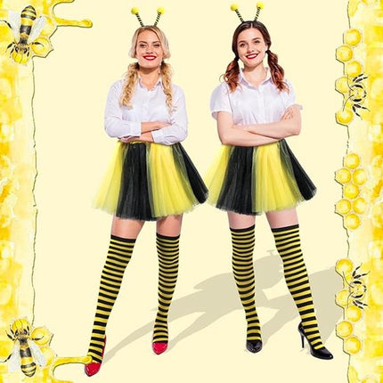 Bee Costume Set for Adults - Complete with Skirt, Headband, Stockings & Gloves - Cosplay & Party Outfit - Hilarious Halloween Costume for Adults.