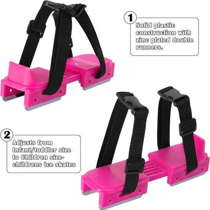 Adjustable Kids' Skates - Double Blade for Stability - With Straps & Shoe Size 16-21 - Black.