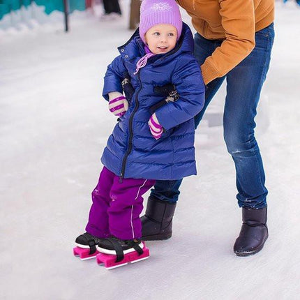 Adjustable Kids' Skates - Double Blade for Stability - With Straps & Shoe Size 16-21 - Black.