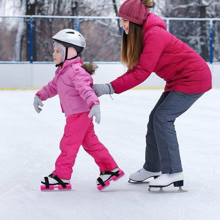Adjustable Kids' Skates - Double Blade for Stability - With Straps & Shoe Size 16-21 - Black.
