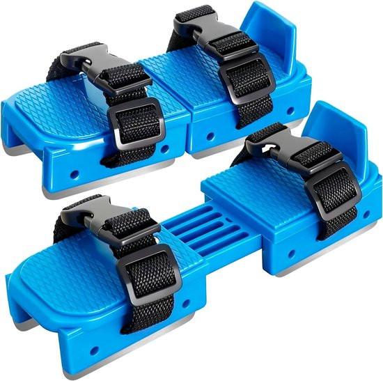 Adjustable Kids' Skates - Double Blade for Stability - With Straps & Shoe Size 16-21 - Blue.