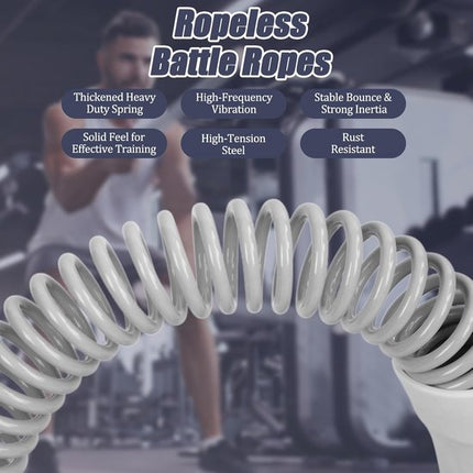 2-Pack Cordless Battle Ropes - Battle Rope - Fitness Rope - Soft Grip - For Home Gym & HIIT - Portable Arm and Core Trainer - Gray.