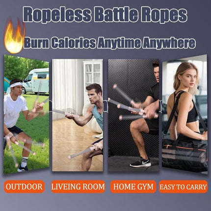 2-Pack Cordless Battle Ropes - Battle Rope - Fitness Rope - Soft Grip - For Home Gym & HIIT - Portable Arm and Core Trainer - Pink.