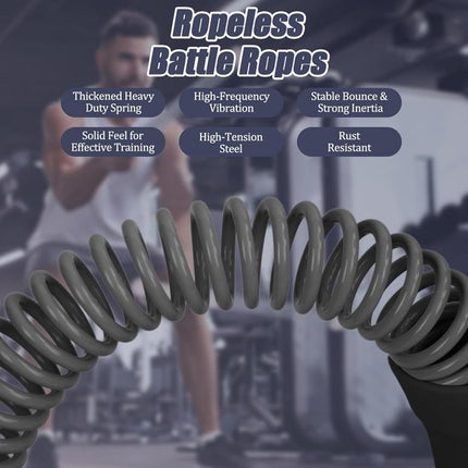 2-Pack Cordless Battle Ropes - Battle Rope - Fitness Rope - Soft Grip - For Home Gym & HIIT - Portable Arm and Core Trainer - Black.