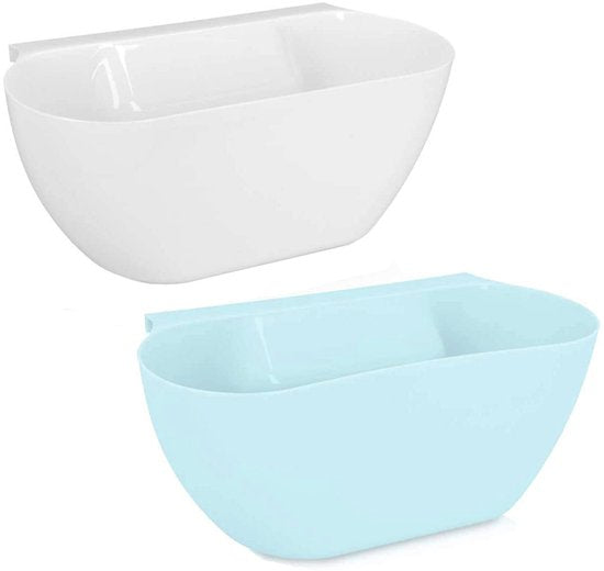 Wall-Mounted Waste Bins - Pack of 2 - Kitchen Waste Bins, Hanging Bins, Kitchen Waste Bins - Hanging Storage Boxes - White and Blue.