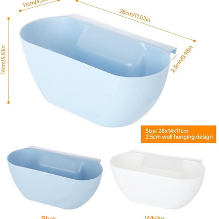 Wall-Mounted Waste Bins - Pack of 2 - Kitchen Waste Bins, Hanging Bins, Kitchen Waste Bins - Hanging Storage Boxes - White and Blue.