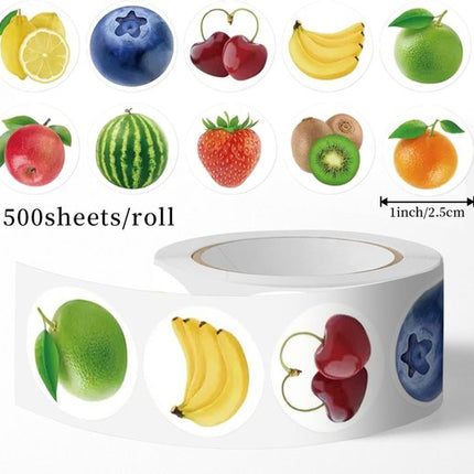 Stickers - 500 stickers - Diary stickers - Laptop decoration stickers - Fruit sticker roll.