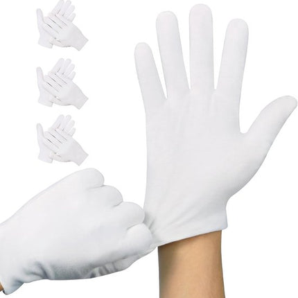 Gloves - 4 pairs - White cotton gloves - Suitable for dry hands - Can be worn while sleeping - High-quality cotton gloves - Unisex white gloves - Gloves with rounded corners.