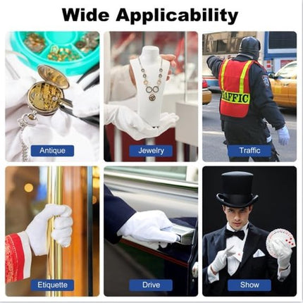 Gloves - 4 pairs - White cotton gloves - Suitable for dry hands - Can be worn while sleeping - High-quality cotton gloves - Unisex white gloves - Gloves with rounded corners.