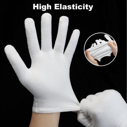 Gloves - 4 pairs - White cotton gloves - Suitable for dry hands - Can be worn while sleeping - High-quality cotton gloves - Unisex white gloves - Gloves with rounded corners.