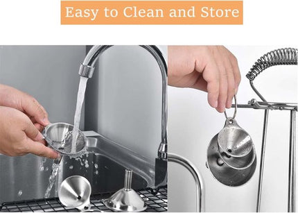 Funnels - Set of 3 - Stainless Steel Funnels - Food Grade Mini Kitchen Funnels - For transferring essential oils and liquids; small funnels for filling bottles, flasks, and boiling..